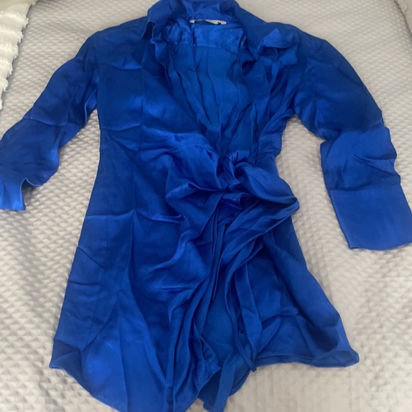 ZARA BLUE WRAP DRESS - Picture 6 of 8